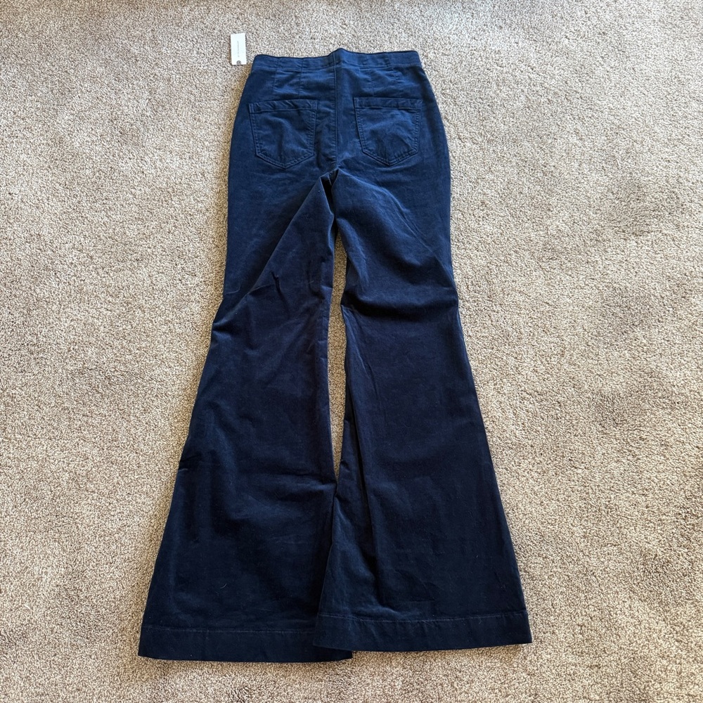 Anthropologie Pilcro Navy Marin Blue Velvet Flare Pants Size 26 - Picture 5 of 6
